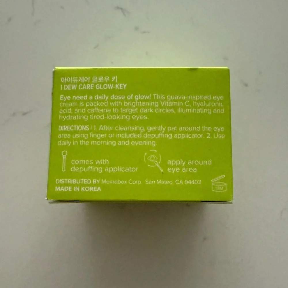 I Dew Care Glow-Key Brightening Vitamin C Eye‎ Cream + De-Puffing Applicator NWB